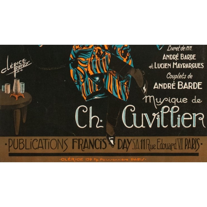 Affiche ancienne spectacle - Bob et Moi - Clérice Frères 1924 - 119 par 78.5 cm - vue 3