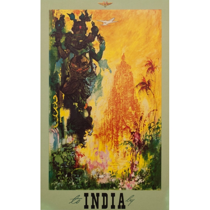 Affiche original voyage - India - Nielsen - 1965 - 97.5 par 60 cm