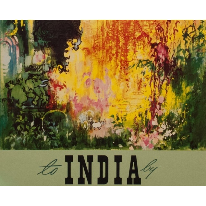 Affiche original voyage - India - Nielsen - 1965 - 97.5 par 60 cm - Vue 4