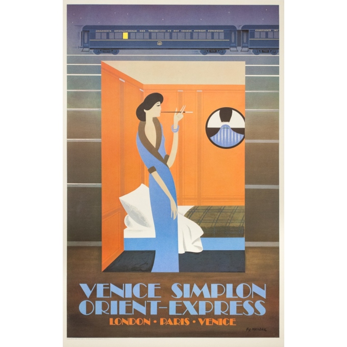 Affiche ancienne de voyage - Pierre Fix masseau  - 1980 - Venise-simplon-Orient express- - 98.5 par 62.5 cm