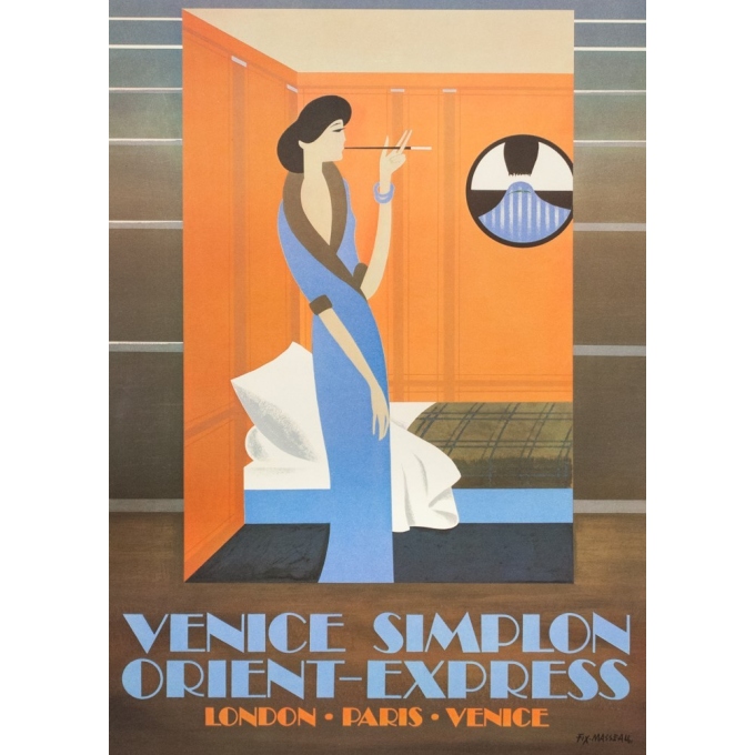 Affiche ancienne de voyage - Pierre Fix masseau  - 1980 - Venise-simplon-Orient express - 98.5 par 62.5 cm - vue 3