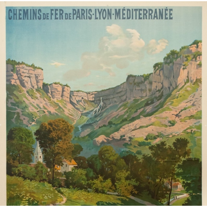Affiche ancienne de voyage - Tanconvillle - 1898- PLM -Grottes et cascades de Baume - 106 par 76 cm - 3