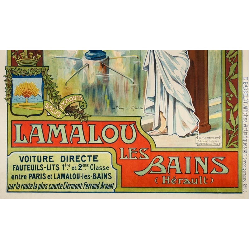 Affiche Ancienne De Voyage De Trinquier Trianon Lamalou Les Bains