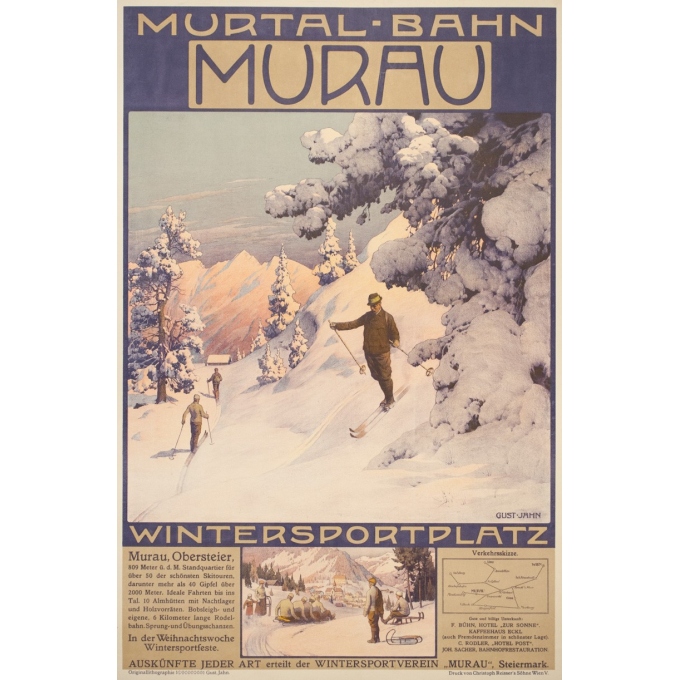 Affiche ancienne de voyage - Gustave Jahn - Circa 1900 - Murau - 103 par 68 cm