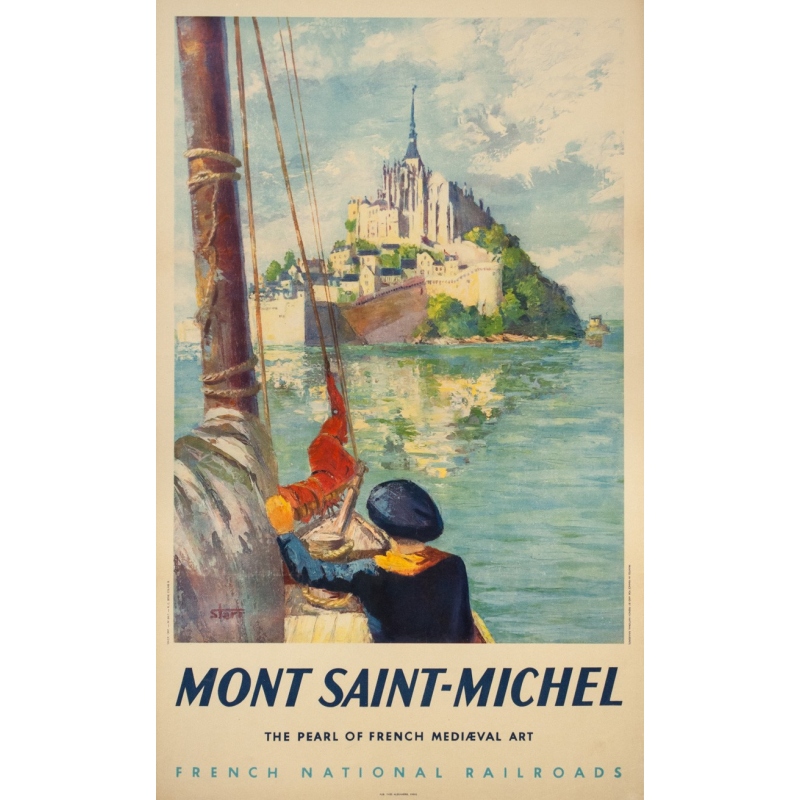 Vintage travel poster by Starr Circa 1950 Mont Saint Michel France