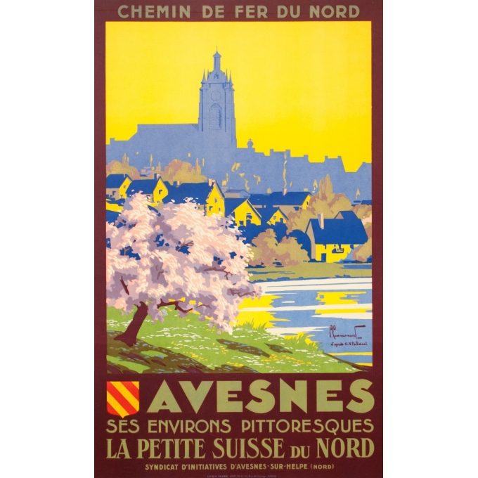 Affiche ancienne de voyage - Pierre Commarmond - 1930 - Avesnes - 101 par 62 cm