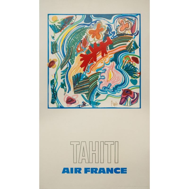 Vintage travel poster by Raymond Pagès 1970 - Air France Tahiti