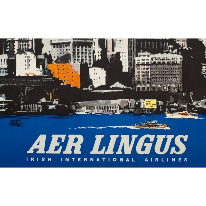 Affiche ancienne de voyage - Treidler - 1960 - Aer Lingus Etats Unis - 101.5 par 64 cm - 3