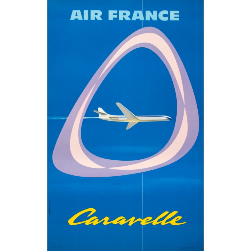 Affiche ancienne de voyage Air France Caravelle de Jean Colin 1959
