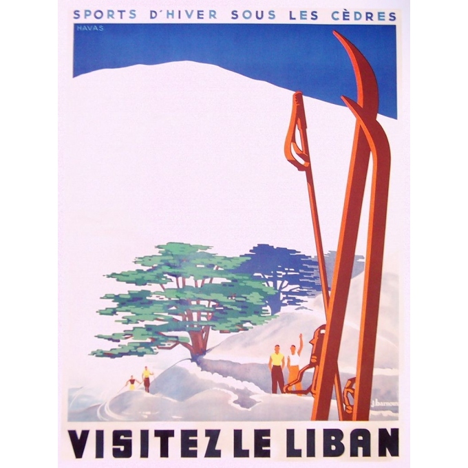 Affiche ancienne originale Visitez le Liban signée HAVAS. Elbé Paris.