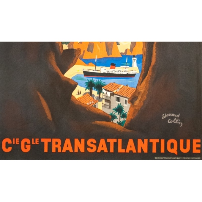 Affiche ancienne - Edouard Collin - Circa 1950 - Allez En Corse Corse Compagnie Générale Transatlantique - 100 par 58 cm - 3