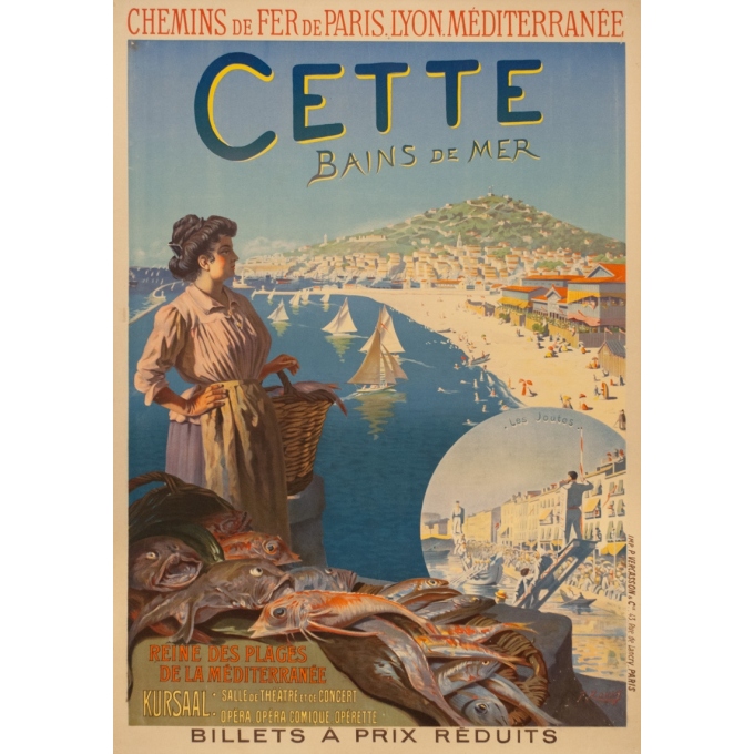 Vintage travel poster - Roussy - Circa 1910 - Cette Sètes Languedoc PLM - 41.9 by 29.5 inches