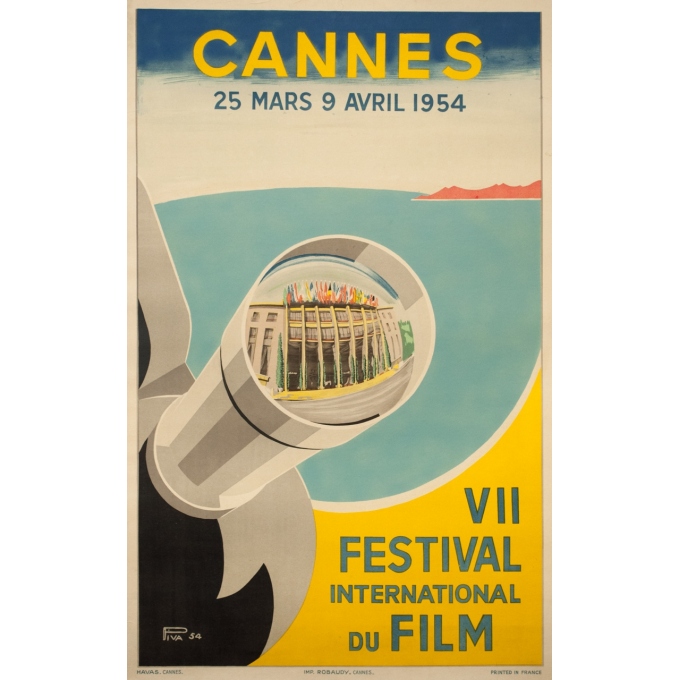 Affiche ancienne originale - Piva - 1954 - Festival De Cannes - 97 par 61 cm