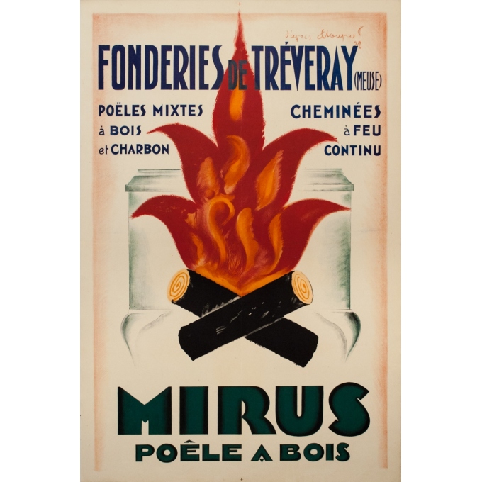 Affiche ancienne de publicité - D'après Loupot - 1928 - Fonderie De Tréveray Mirus - 122 par 81 cm