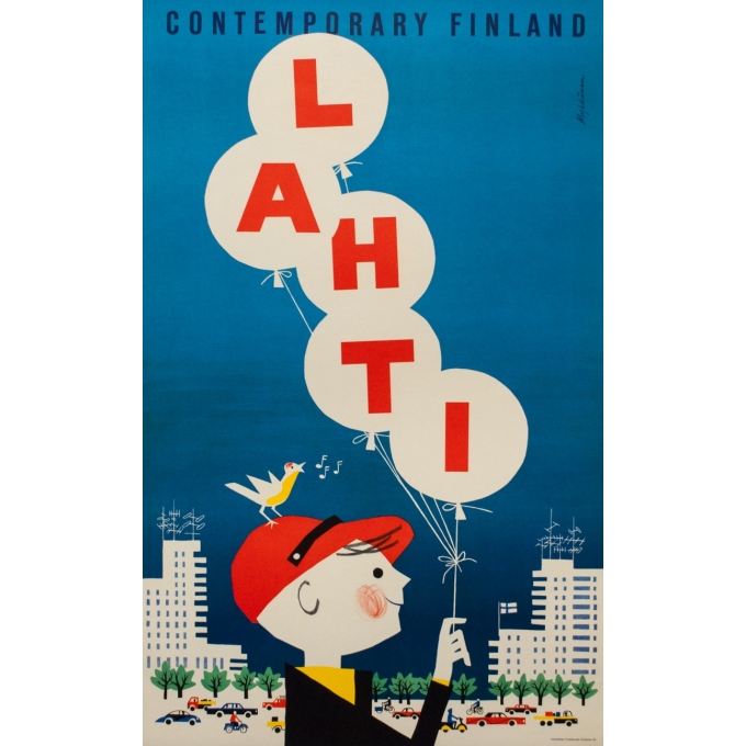 Affiche ancienne de voyage - Myldcanen - 1960 - Lahti Finlande - 100.5 par 62 cm