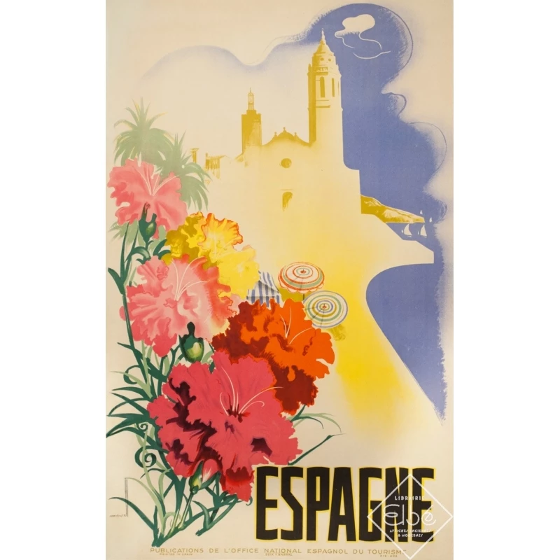 Vintage Travel Poster Espagne Andalousie By Movelle Circa 1950