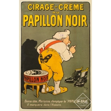 Vintage advertising poster Cirage Cr me Papillon Noir by Lochard 1904