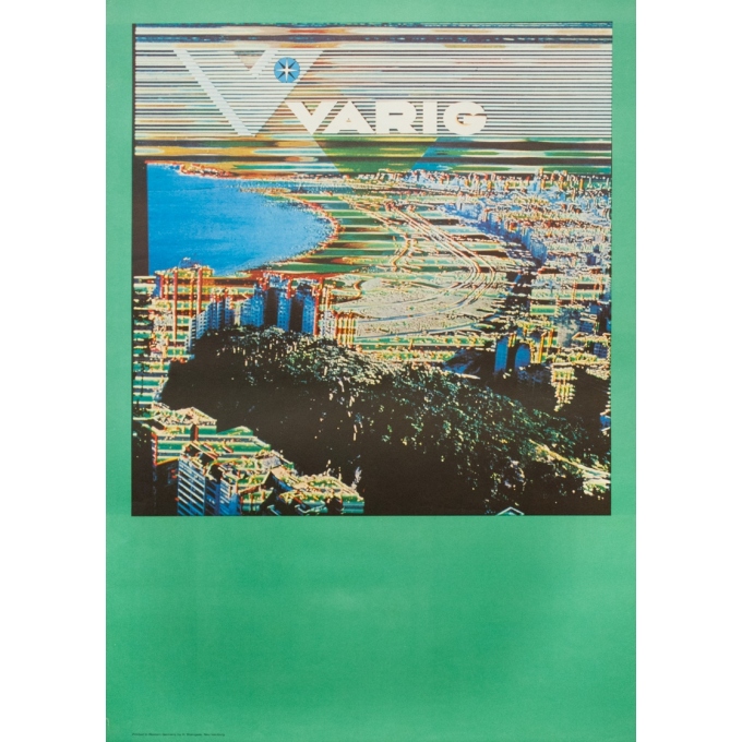 Vintage travel poster - Circa 1970 - Varig Rio Brésil - 33.1 by 23.6 inches