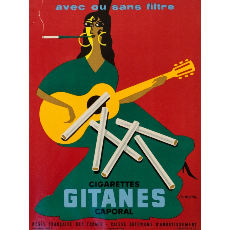 Plakat - Marocaine Filtre - La cigarette des sportifs. Lithographie. by  Closset, André (Gestalt.): (1957) Art / Print / Poster