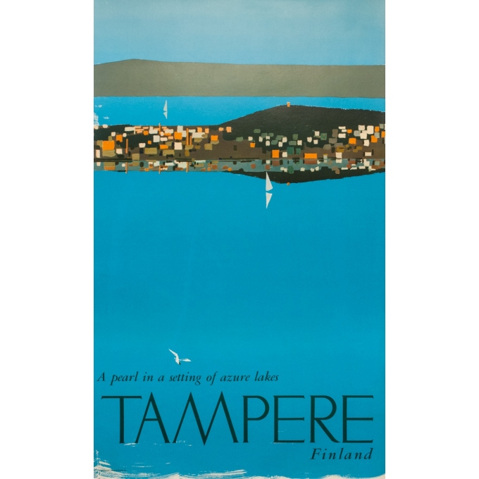 Affiche ancienne de voyage - Circa 1960  - Tampere Finland - 100 par 61.5 cm