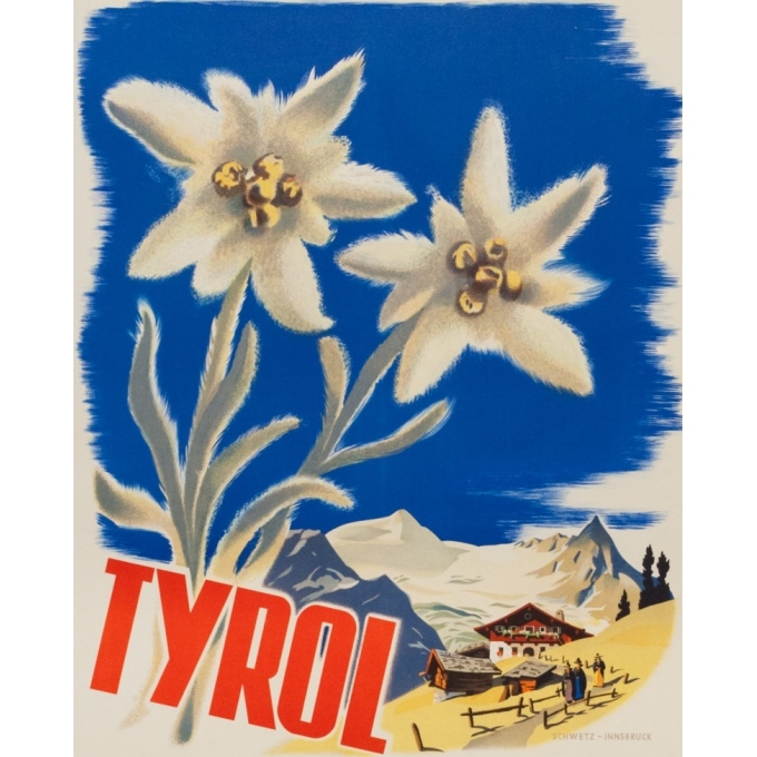 Affiche ancienne de voyage - 1950 - Tyrol Schwetz Innsbruck Austria Autriche 1950 - 71 par 51 cm - 2