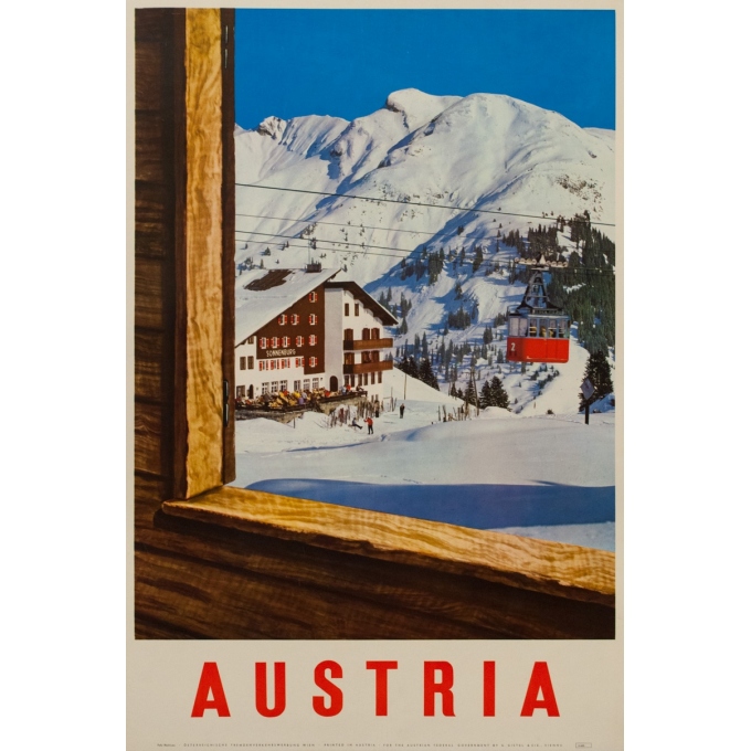 Vintage travel poster - Risch Lau - Circa 1950 - Austria ski - 37.2 by 24.8 inches