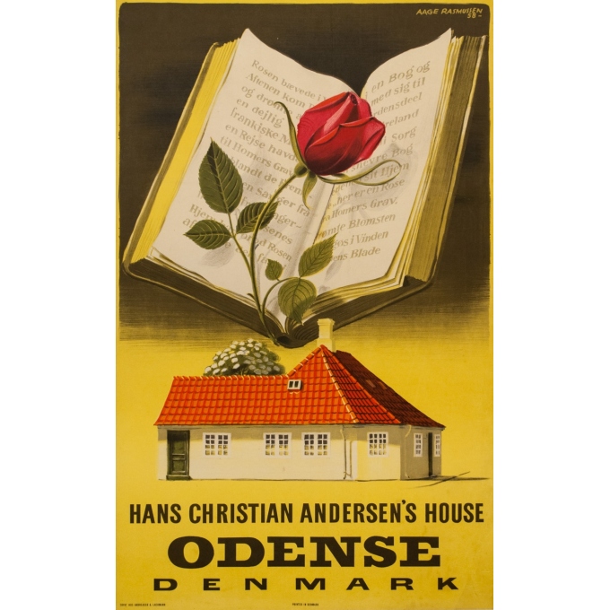 Affiche ancienne de voyage - Aage Rasmussen - 1958 - Odense Denmark - 100 par 61.5 cm