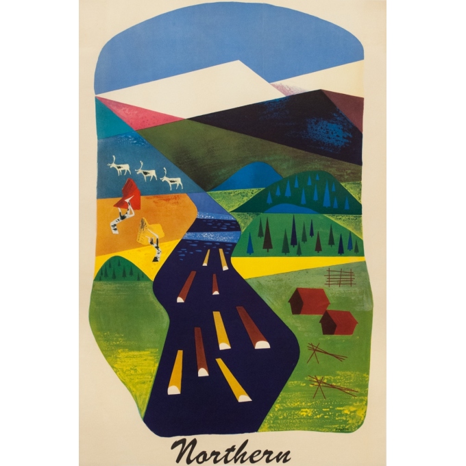 Affiche ancienne de voyage - Skrede - Circa 1950 - Northern - 97 par 61 cm