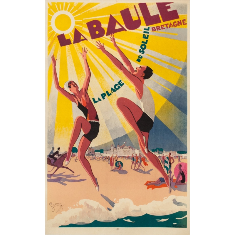 Affiche ancienne originale La Baule Bretagne 1924