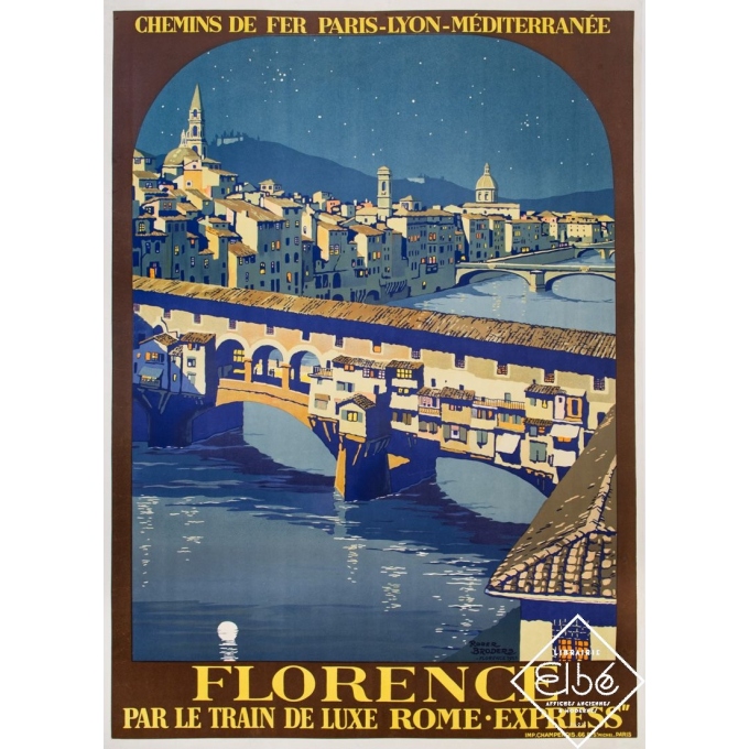 Vintage travel poster by Roger Broders 1921 - Florence - PLM