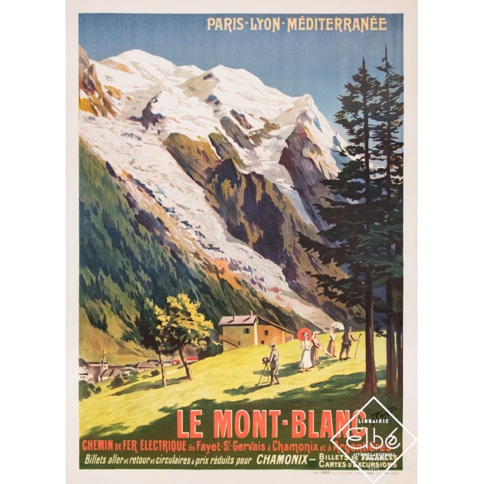 Vintage travel poster - F. Cachoud - 1906 - Le Mont Blanc PLM - 42,3 by 30,7 inches