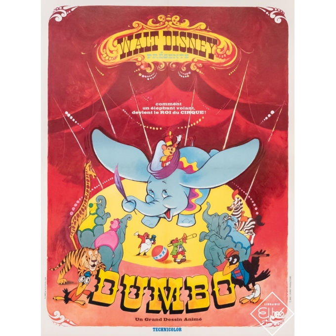 Affiche Ancienne Du Film Dumbo Par Walt Disney Circa 1965