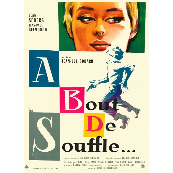A bout de souffle, de Jean-Luc Godard, 1960. Affiche originale