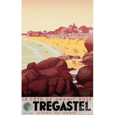 Travel posters, Locquirec, Lannion, Trégastel, Treboden, Brittany Tourism  Pink Granite Coast Poster Wall Art Home Decoration