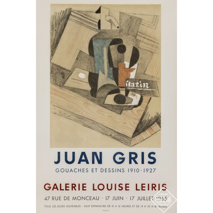 Vintage exhibition poster - Juan Gris - 1965 - Juan Gris - Galerie Louise Leiris - 27,2 by 18,3 inches