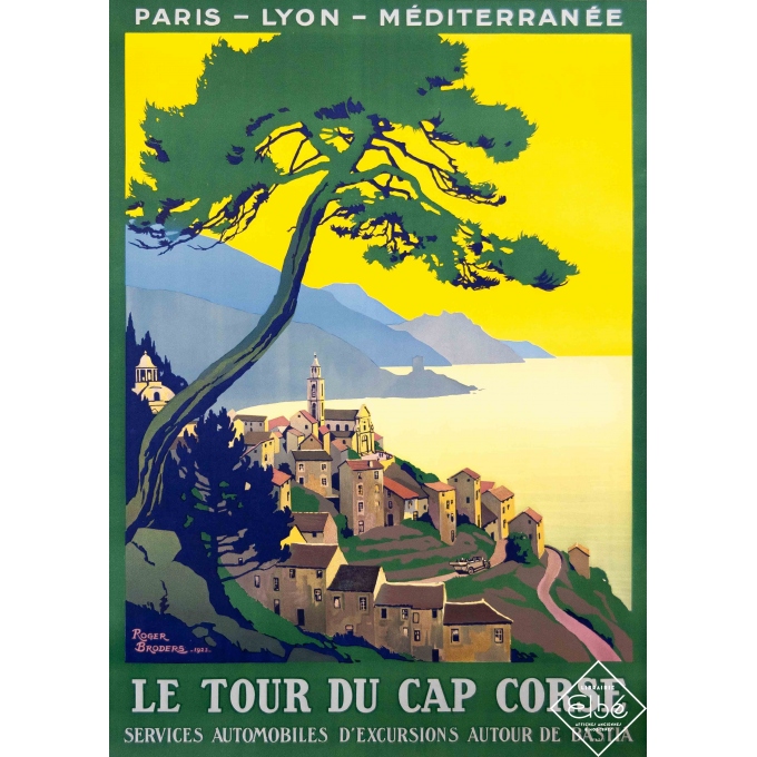 Affiche ancienne de voyage - Roger Broders - 1923 - Le tour du Cap Corse PLM - 106 par 77 cm