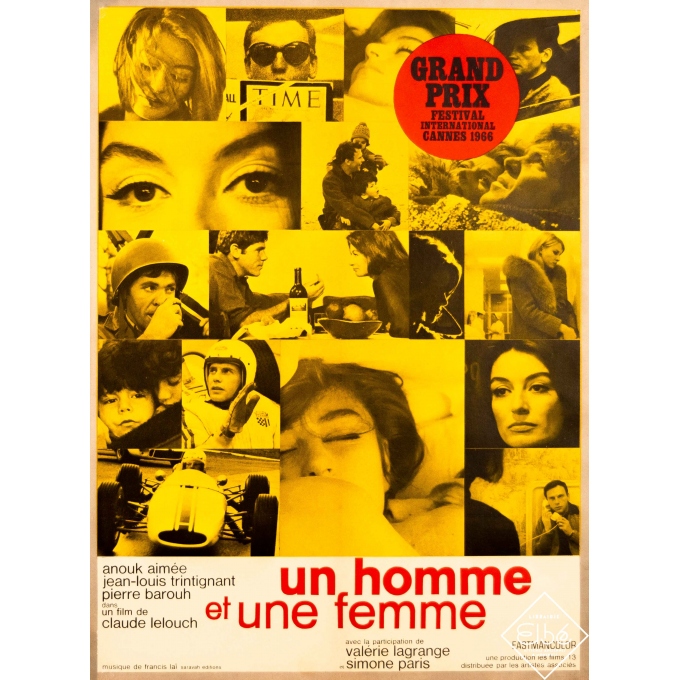 Vintage movie poster from 1966 Un homme et une femme