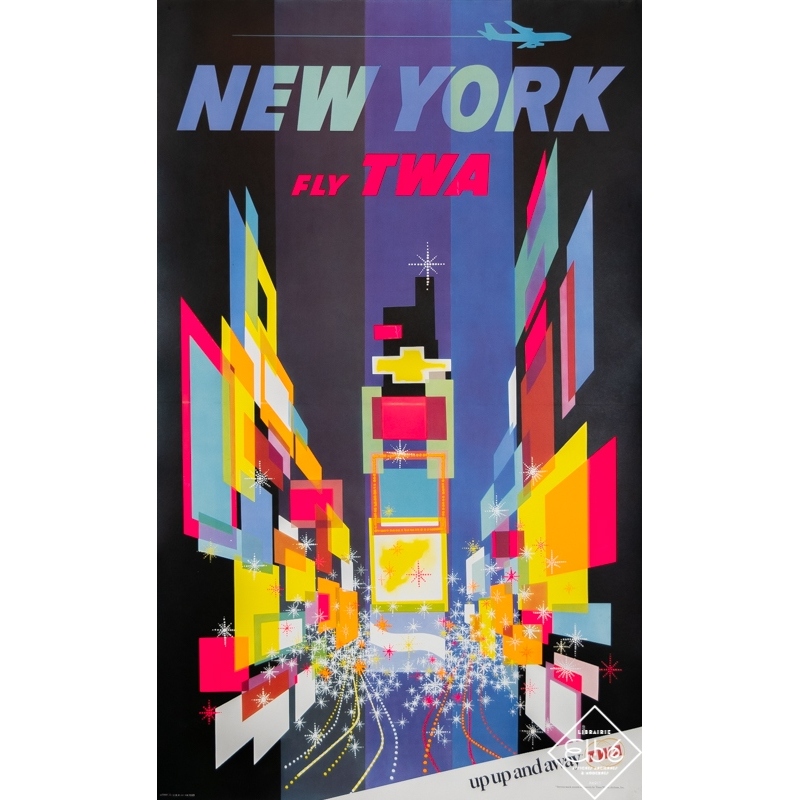 Vintage travel poster New York - Fly TWA 1956 by David Klein