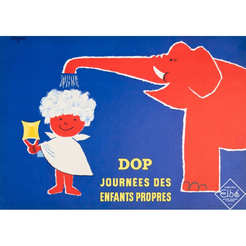 Vintage advertising poster - Savignac - Circa 1953 - DOP Journée des Enfants Propres - 11 by 15,6 inches