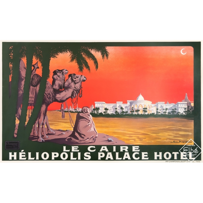 Affiche ancienne de voyage - Geo Dorival - 1925 - Le Caire Heliopolis - 62 par 101,5 cm