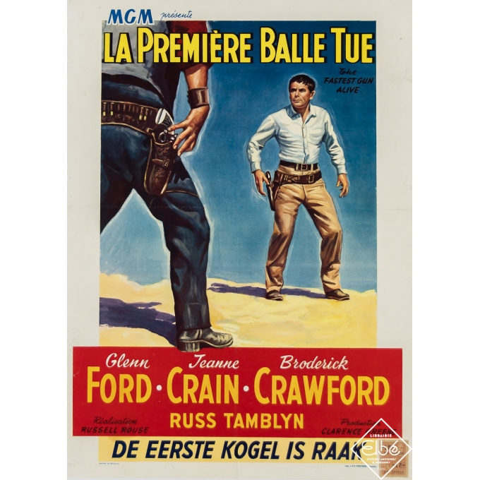 Vintage movie poster - La Première Balle Tue - The Fastest Gun Alive - Circa 1950 - 19.7 by 14.6 inches