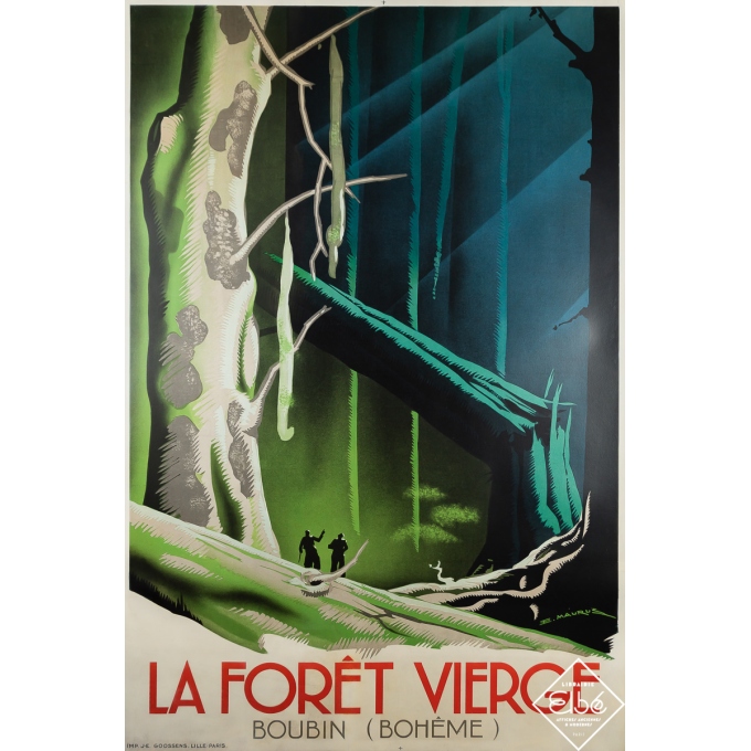 Affiche ancienne de voyage - La Forêt Vierge - Boubin (Bohème) - E. Maurus - Circa 1935 - 150 par 100 cm