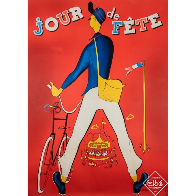 Affiche ancienne de film - Jour de Fête - René Péron - Circa 1950 - 156 par 113 cm