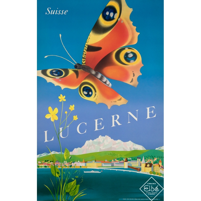 Affiche ancienne de voyage - Lucerne - Suisse - Atelier Schmidlin & Magoli - Circa 1950 - 102 par 65 cm