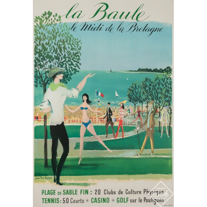 Affiche ancienne de voyage - La Baule - Jean Denis Malclès - Circa 1950 - 116 par 78.5 cm