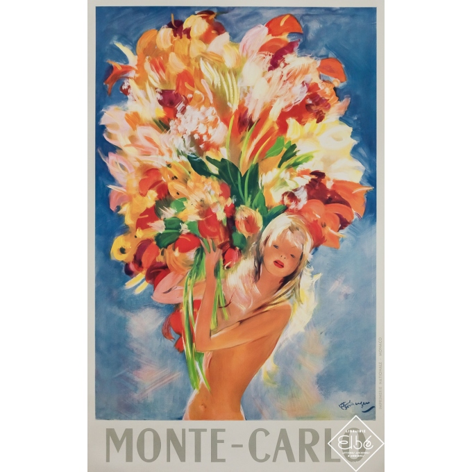 Affiche ancienne de voyage - Monte-Carlo - Jean-Gabriel Domergue - Circa 1950 - 99 par 62.5 cm