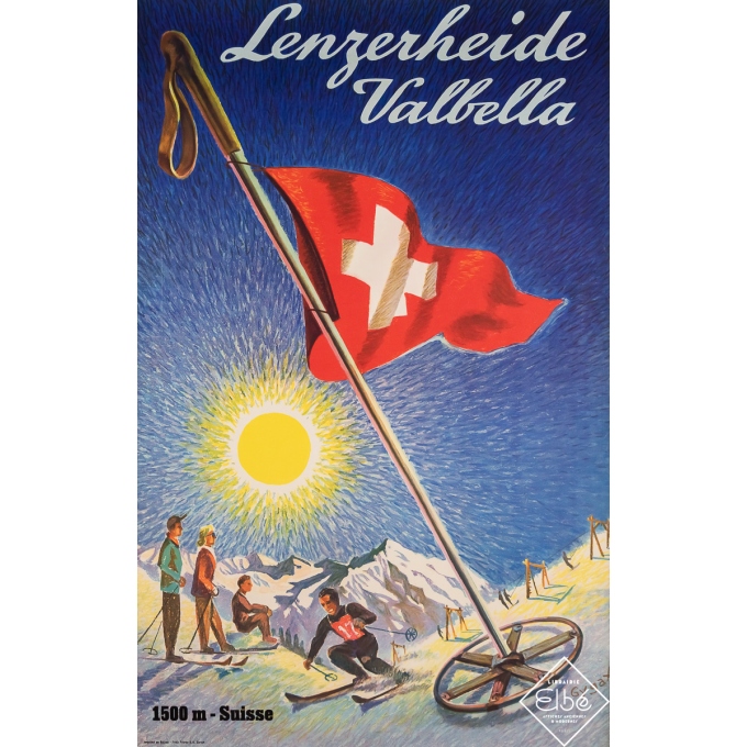 Affiche ancienne de voyage - Lenzerheide Valbella - Gygat - Circa 1950 - 100 par 63 cm