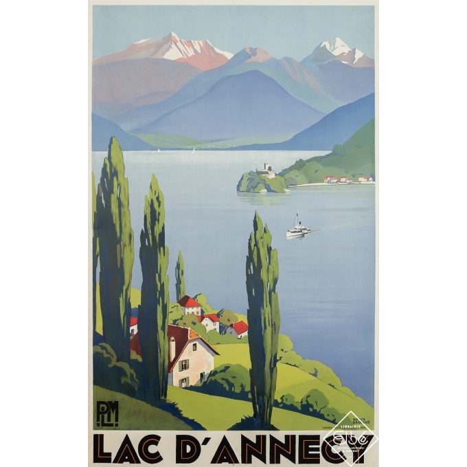 Vintage travel poster - Lac d'Annecy PLM - Roger Broders - 1930 - 39.4 by 24.6 inches