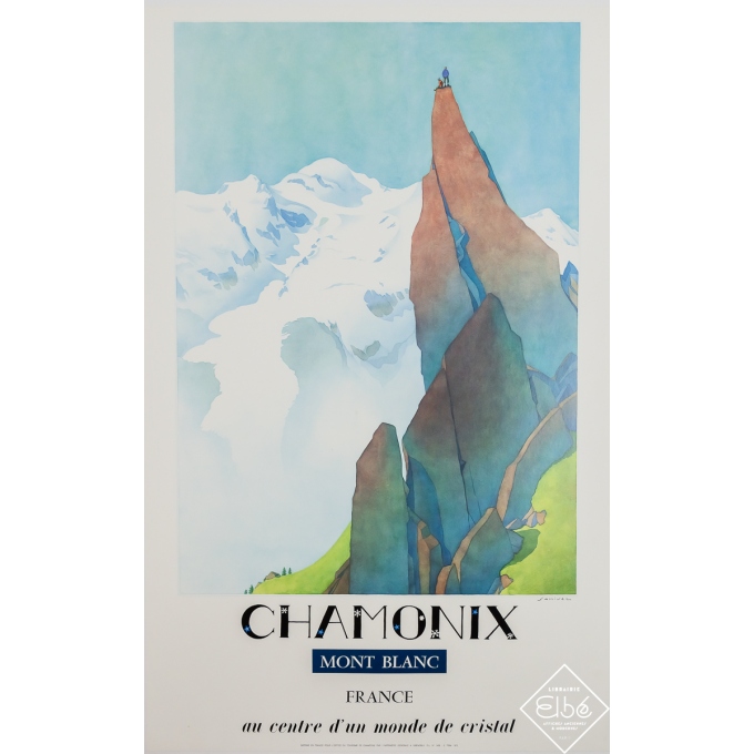 Affiche ancienne de voyage - Chamonix - Mont Blanc - Au centre d'un monde de cristal - Samivel - 1972 - 99 par 62.5 cm