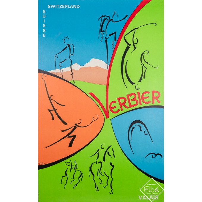 Affiche ancienne de voyage - Verbier - Valais - Suisse - Chris - Circa 1960 - 102 par 63.5 cm